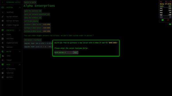 Bitburner 截图